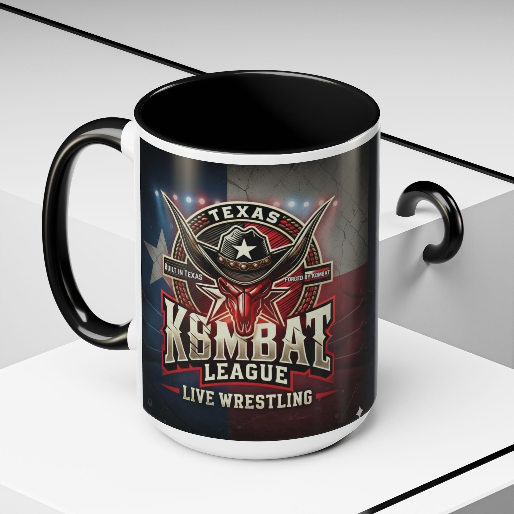 Texas Kombat League Live Wrestling Accent Coffee Mug - Image 6