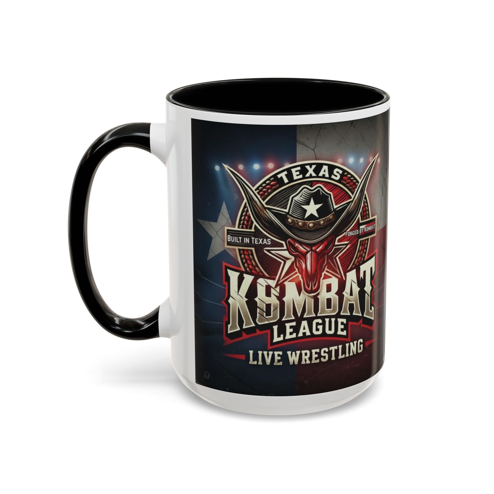 Texas Kombat League Live Wrestling Accent Coffee Mug - Image 3