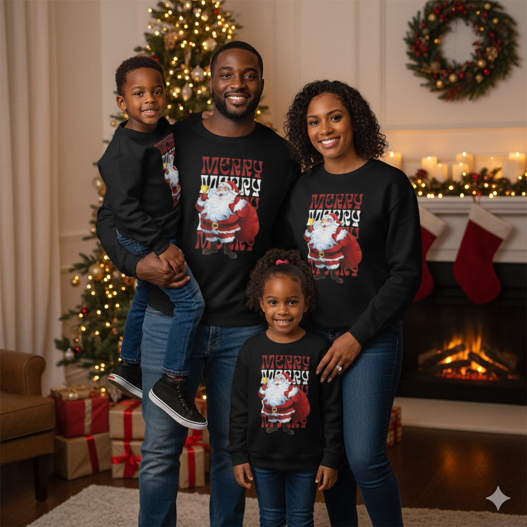 Santa Claus Merry Christmas Family Sweatshirt - Image 2